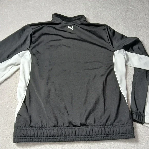 Womens Puma Long Sleeve Athletic Coat Small Black & White Old School Full Zip - Picture 13 of 13
